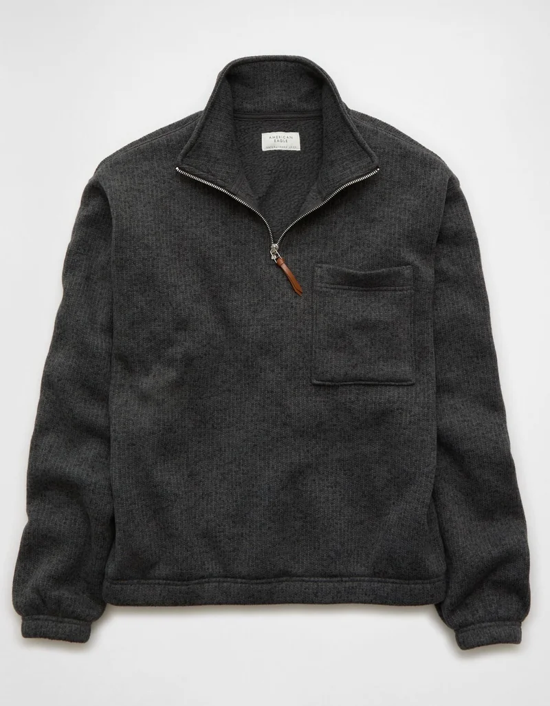 American Eagle  AE Cozy Fleece Quarter-Zip Sweatshirt for Men | Best Price UAE